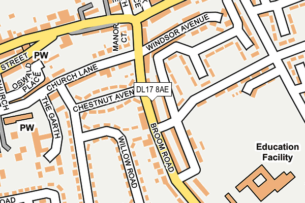 DL17 8AE map - OS OpenMap – Local (Ordnance Survey)