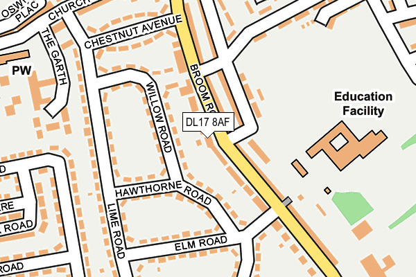 DL17 8AF map - OS OpenMap – Local (Ordnance Survey)