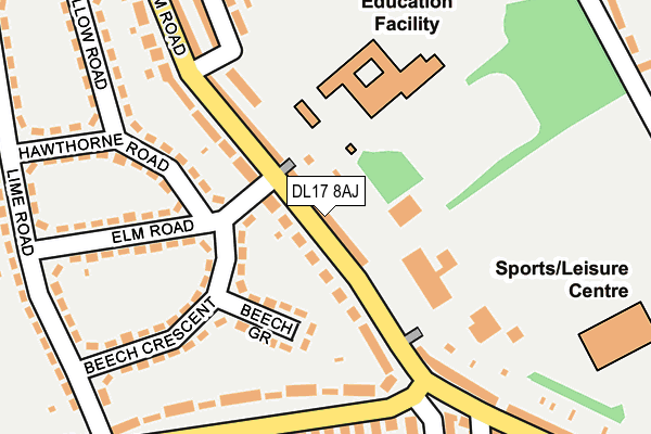 DL17 8AJ map - OS OpenMap – Local (Ordnance Survey)