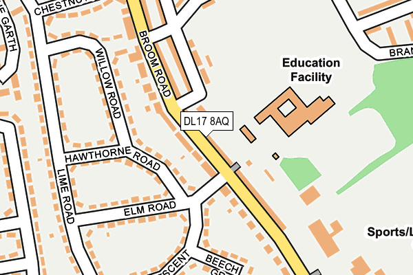 DL17 8AQ map - OS OpenMap – Local (Ordnance Survey)