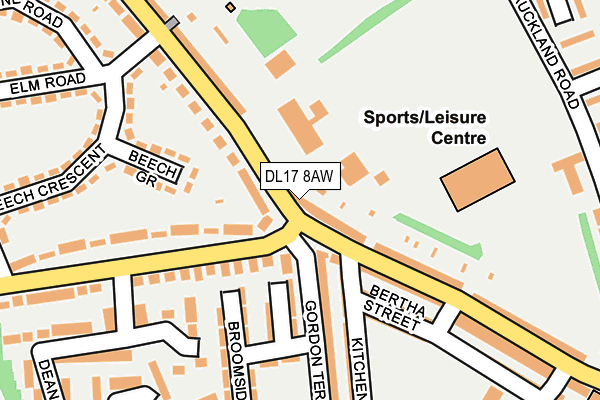 DL17 8AW map - OS OpenMap – Local (Ordnance Survey)