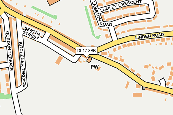 DL17 8BB map - OS OpenMap – Local (Ordnance Survey)