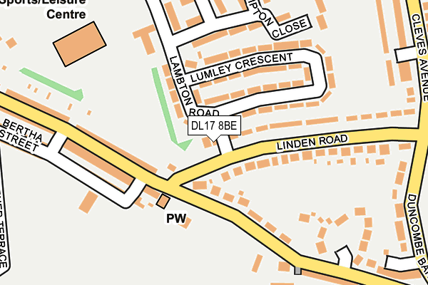 DL17 8BE map - OS OpenMap – Local (Ordnance Survey)