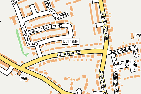 DL17 8BH map - OS OpenMap – Local (Ordnance Survey)