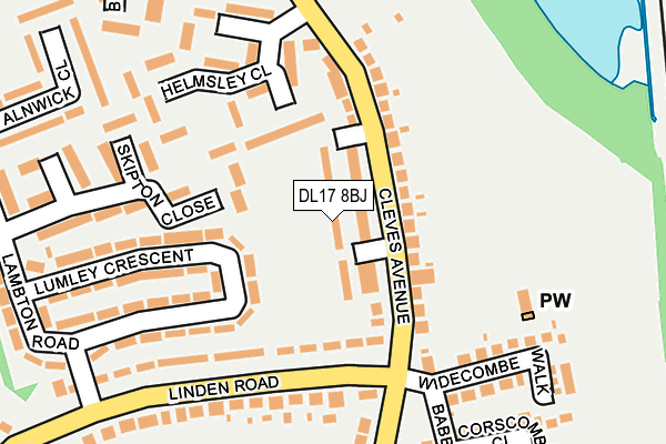 DL17 8BJ map - OS OpenMap – Local (Ordnance Survey)