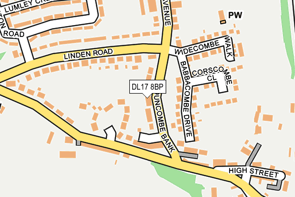 DL17 8BP map - OS OpenMap – Local (Ordnance Survey)
