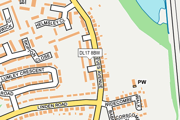 DL17 8BW map - OS OpenMap – Local (Ordnance Survey)