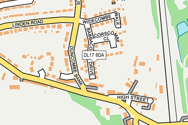 DL17 8DA map - OS OpenMap – Local (Ordnance Survey)