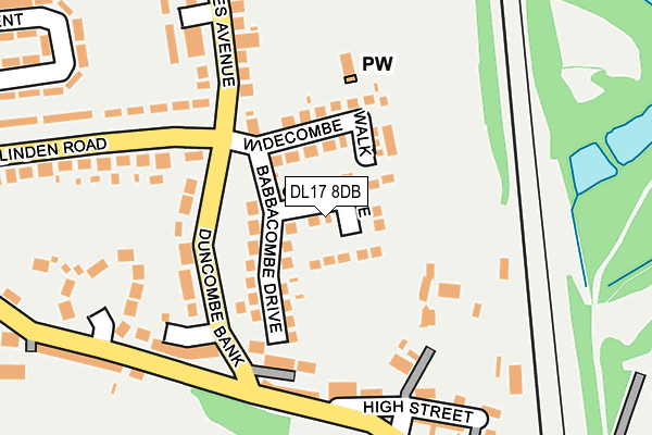 DL17 8DB map - OS OpenMap – Local (Ordnance Survey)