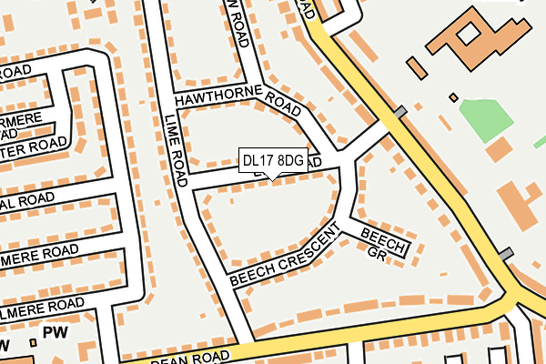 DL17 8DG map - OS OpenMap – Local (Ordnance Survey)