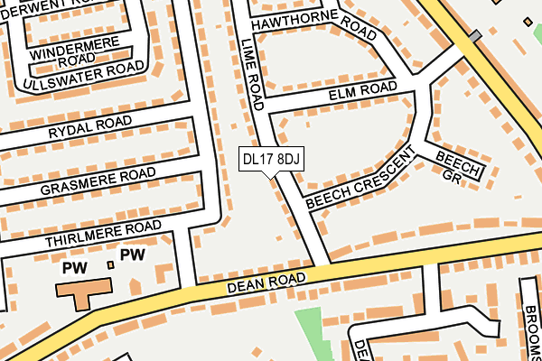 DL17 8DJ map - OS OpenMap – Local (Ordnance Survey)