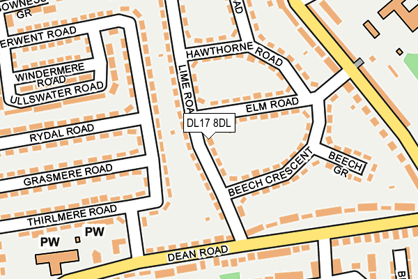 DL17 8DL map - OS OpenMap – Local (Ordnance Survey)