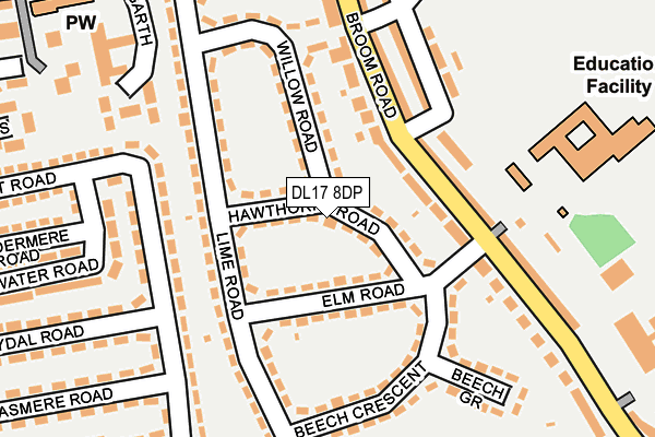 DL17 8DP map - OS OpenMap – Local (Ordnance Survey)