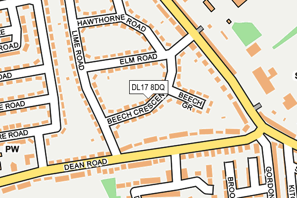 DL17 8DQ map - OS OpenMap – Local (Ordnance Survey)