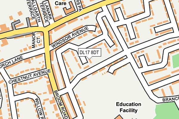 DL17 8DT map - OS OpenMap – Local (Ordnance Survey)