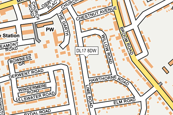 DL17 8DW map - OS OpenMap – Local (Ordnance Survey)