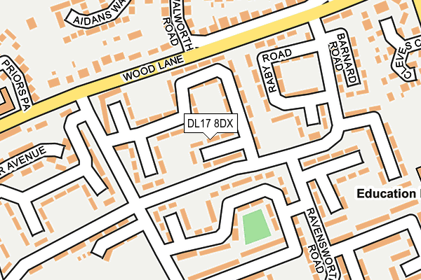 DL17 8DX map - OS OpenMap – Local (Ordnance Survey)