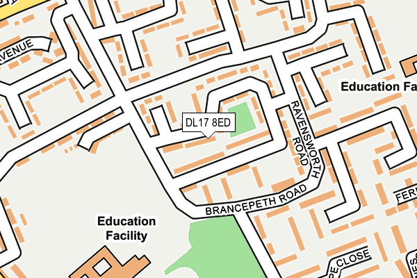 DL17 8ED map - OS OpenMap – Local (Ordnance Survey)