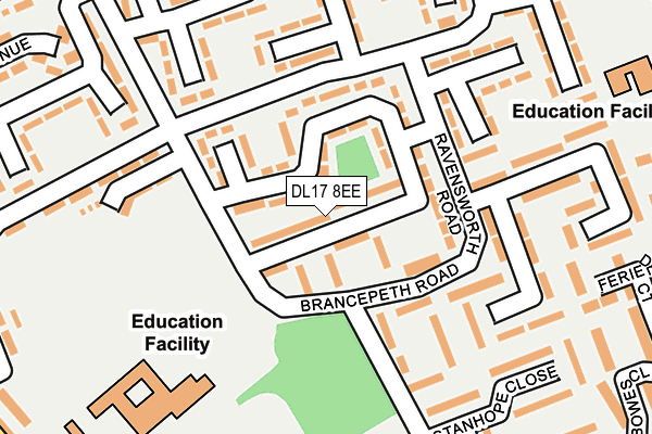 DL17 8EE map - OS OpenMap – Local (Ordnance Survey)