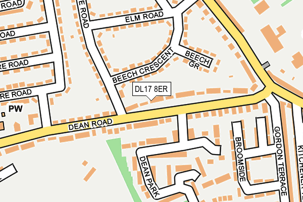 DL17 8ER map - OS OpenMap – Local (Ordnance Survey)
