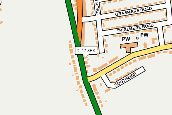 DL17 8EX map - OS OpenMap – Local (Ordnance Survey)