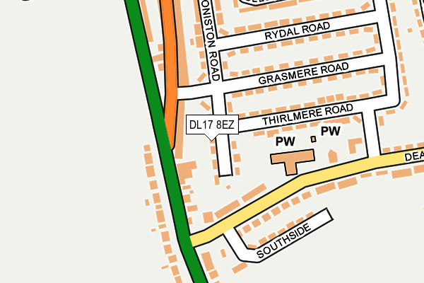 DL17 8EZ map - OS OpenMap – Local (Ordnance Survey)