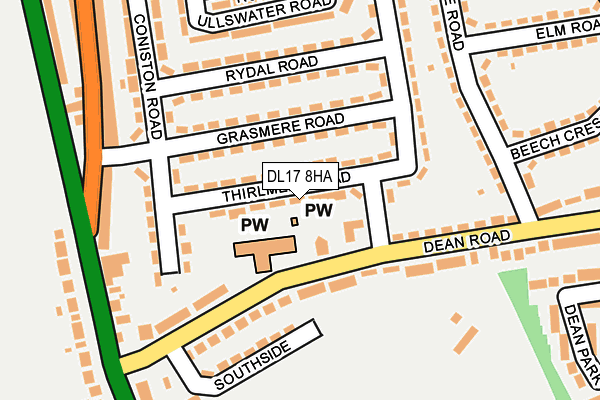 DL17 8HA map - OS OpenMap – Local (Ordnance Survey)