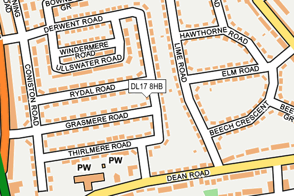 DL17 8HB map - OS OpenMap – Local (Ordnance Survey)