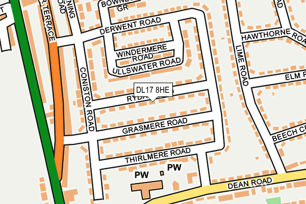 DL17 8HE map - OS OpenMap – Local (Ordnance Survey)