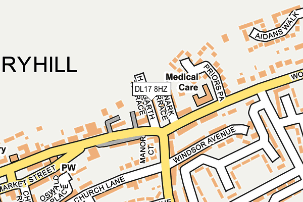 DL17 8HZ map - OS OpenMap – Local (Ordnance Survey)