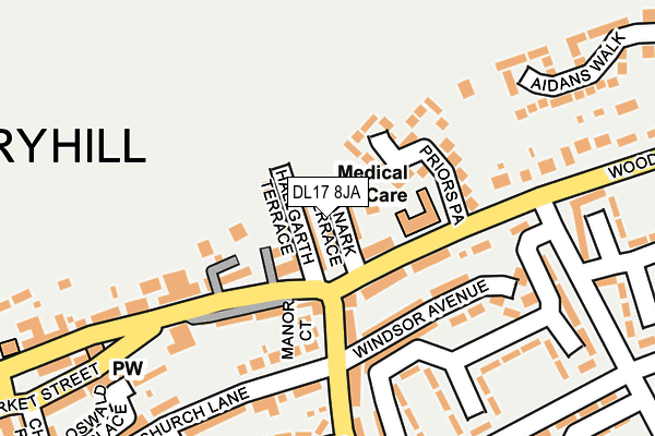 DL17 8JA map - OS OpenMap – Local (Ordnance Survey)