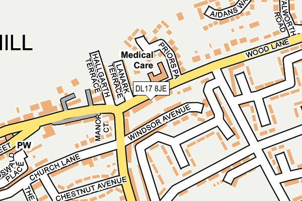 DL17 8JE map - OS OpenMap – Local (Ordnance Survey)