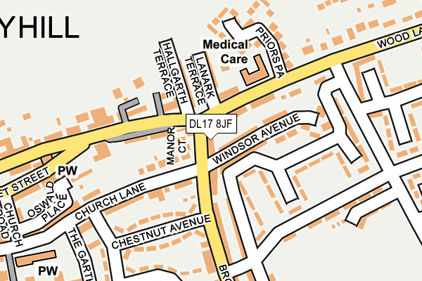 DL17 8JF map - OS OpenMap – Local (Ordnance Survey)