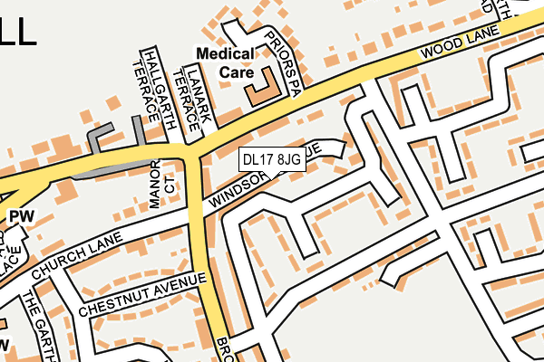 DL17 8JG map - OS OpenMap – Local (Ordnance Survey)