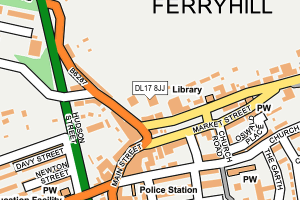 DL17 8JJ map - OS OpenMap – Local (Ordnance Survey)
