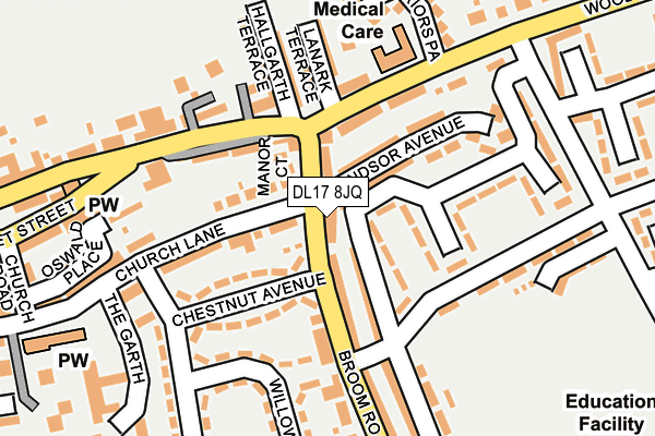 DL17 8JQ map - OS OpenMap – Local (Ordnance Survey)