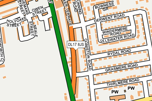 DL17 8JS map - OS OpenMap – Local (Ordnance Survey)