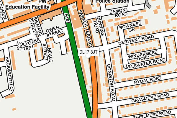 DL17 8JT map - OS OpenMap – Local (Ordnance Survey)