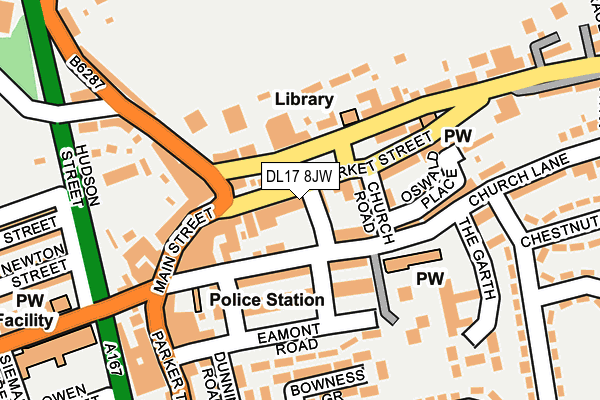 DL17 8JW map - OS OpenMap – Local (Ordnance Survey)
