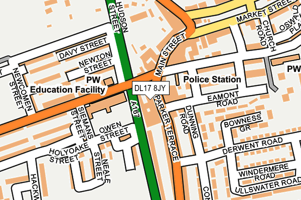 DL17 8JY map - OS OpenMap – Local (Ordnance Survey)