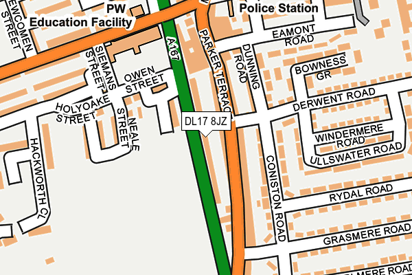 DL17 8JZ map - OS OpenMap – Local (Ordnance Survey)