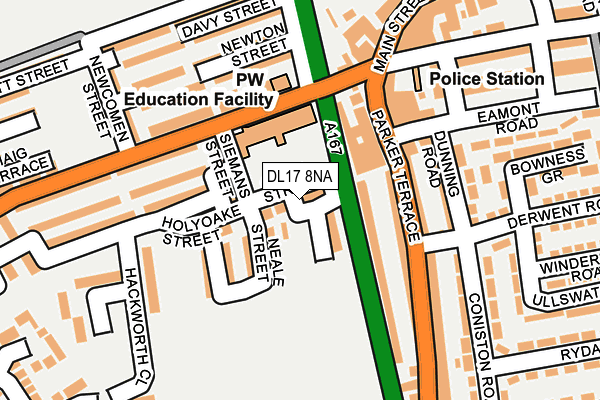 DL17 8NA map - OS OpenMap – Local (Ordnance Survey)