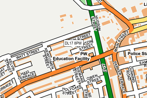 DL17 8PW map - OS OpenMap – Local (Ordnance Survey)