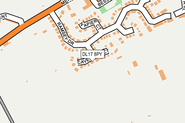 DL17 8PY map - OS OpenMap – Local (Ordnance Survey)