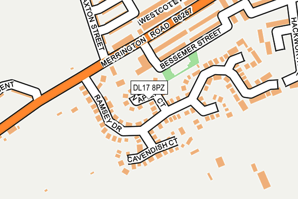 DL17 8PZ map - OS OpenMap – Local (Ordnance Survey)