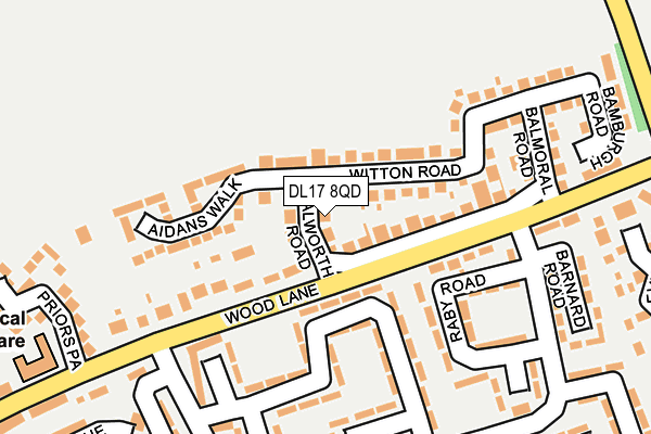 DL17 8QD map - OS OpenMap – Local (Ordnance Survey)