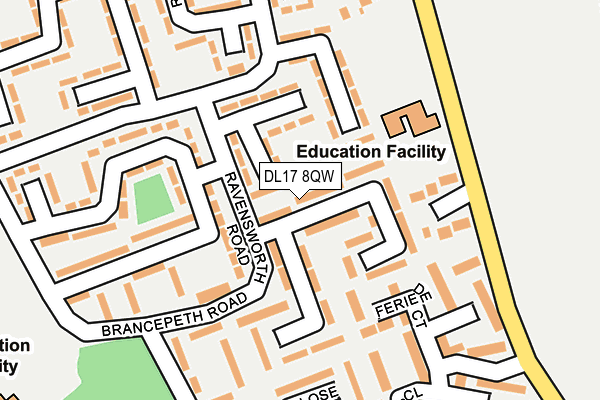 DL17 8QW map - OS OpenMap – Local (Ordnance Survey)