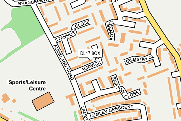 DL17 8QX map - OS OpenMap – Local (Ordnance Survey)