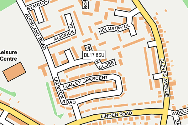 DL17 8SU map - OS OpenMap – Local (Ordnance Survey)