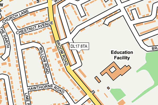 DL17 8TA map - OS OpenMap – Local (Ordnance Survey)
